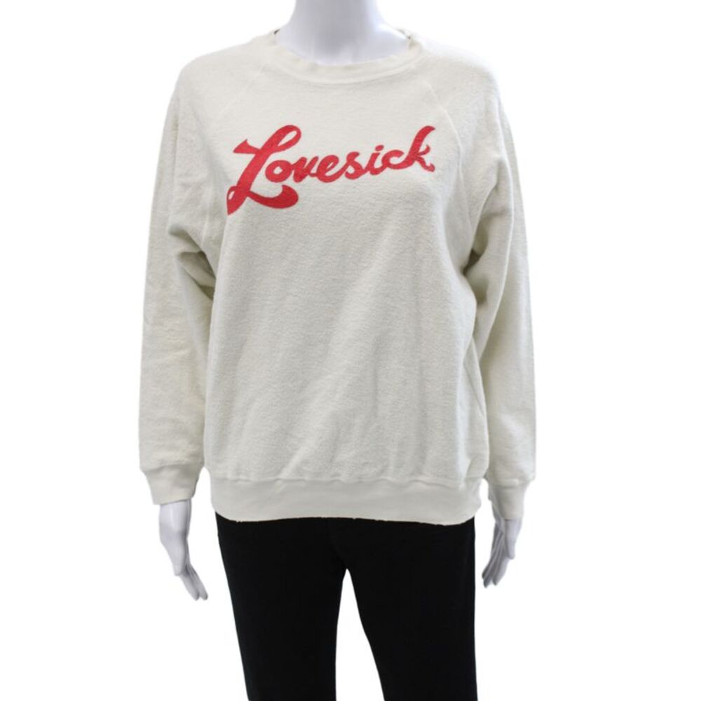 Daydreamer Womens Pullover Ivory 100% Cotton Crewneck Long Sleeve Solid Size XS